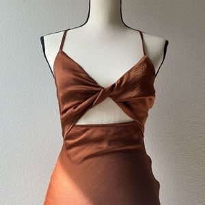 Beige Botany Copper Satin Dress